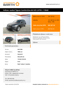 Volksw. osobní Tiguan Comfortline 6G SCR 2,0TDI / 110kW