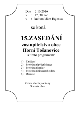 15.zasedání - Horní Tošanovice