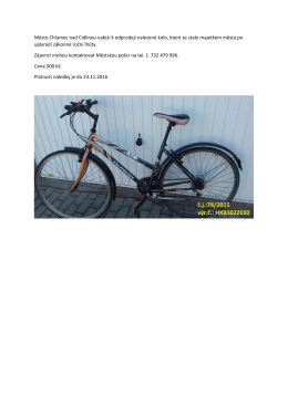 Město Chlumec nad Cidlinou nabízí k odprodeji nalezené kolo, které