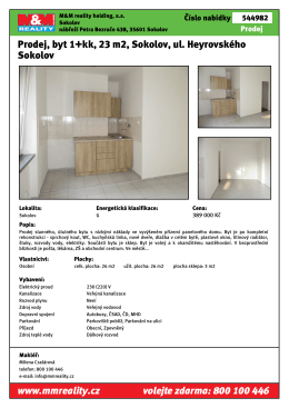 Prodej, byt 1+kk, 23 m2, Sokolov, ul. Heyrovského Sokolov www