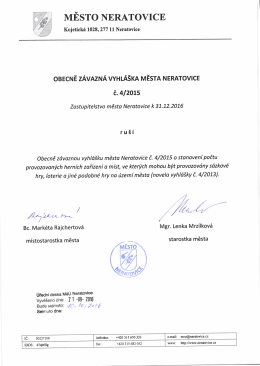Obecně závazná vyhláška města Neratovice č. 4/2015