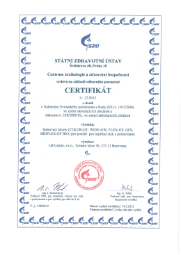 Certifikat o shode-Sparovaci hmota COLOR