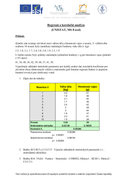 Regresní a korelační analýza (UNISTAT, MS Excel)