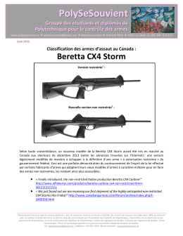 Classification des armes à feu - Beretta CX4 Storm