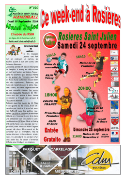 l`hebdo du gymnase. - Rosières Saint Julien Handball