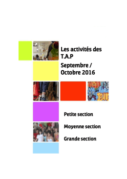 Les activités des TAP Septembre / Octobre 2016