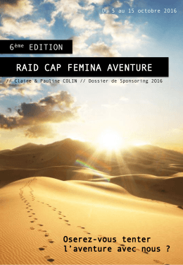 Dossier de sponsoring - En route vers le raid Cap Femina Aventure