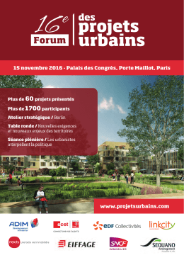 15 novembre 2016 - Forum des Projets Urbains