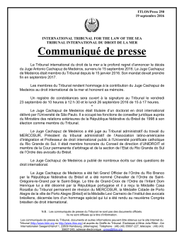 Communiqué de presse - International Tribunal for the Law of the Sea
