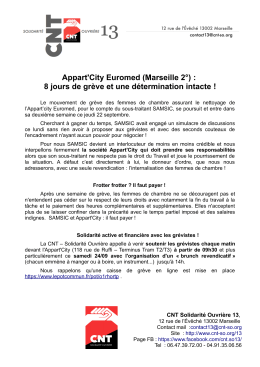 Appart`City Euromed (Marseille 2°) : 8 jours de grève