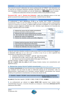 Declaration revenus URSSAF 2015