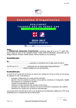 Règlement / Convention d`organisation TDA CSO 2016/2017
