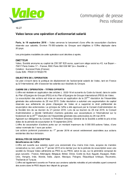 Valeo lance une opération d`actionnariat salarié (PDF 93.09kB)