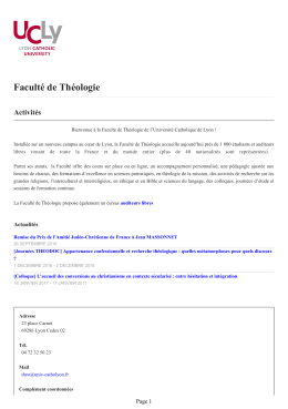Faculté de Théologie | Université Catholique de Lyon (UCLy)