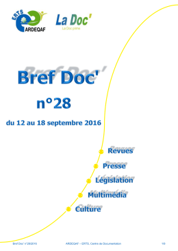 Bref Doc` n°28 - Catalogue en ligne ARDEQAF
