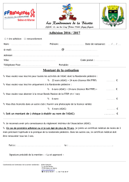 Bulletin d`inscription au club (2016 – 2017)