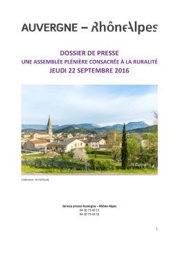 Une assemblée plénière consacrée à la ruralité - Auvergne