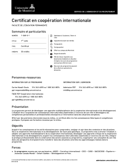 Certificat en coopération internationale