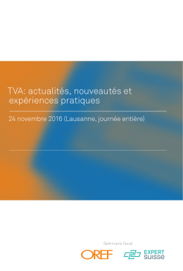 TVA: actualités, nouveautés et expériences pratiques