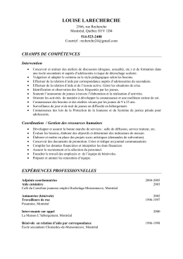 CV champs de compétences 2 - Carrefour jeunesse
