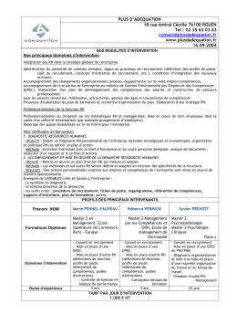 Fiche prestataire PLUS D`ADEQUATION