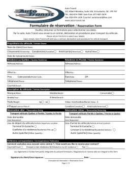 Formulaire de réservation / Reservation Form