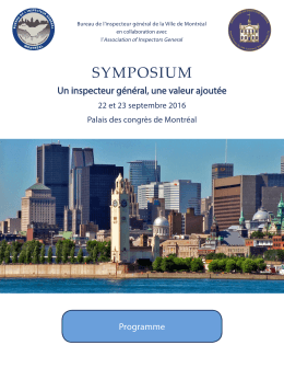Programme du symposium () - Symposium, un inspecteur