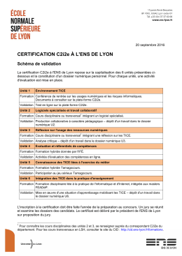 Certification C2i2e à l`ENS de Lyon