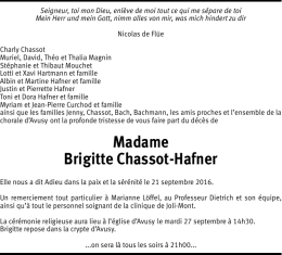 Madame Brigitte Chassot-Hafner