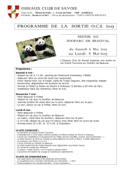 Beauval 1 programme - Oiseaux Club de Savoie