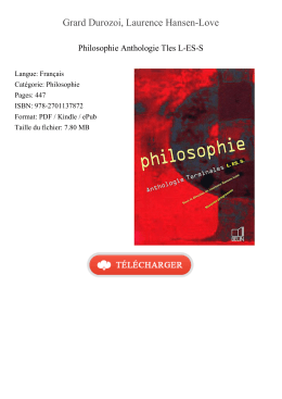 Télécharger Philosophie Anthologie Tles L-ES