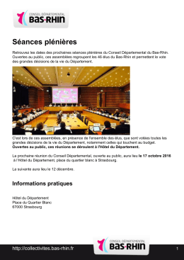 Séances plénières - Conseil Départemental du Bas-Rhin