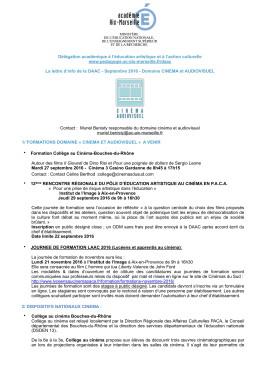 Lettre d`info CINEMA - Action éducative - Académie d`Aix