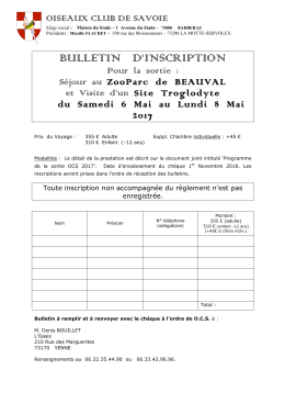 bulletin d`inscription - Oiseaux Club de Savoie