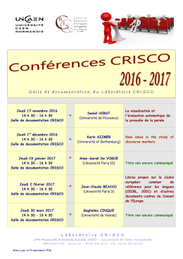 Récapitulatif 2016-2017 - Crisco