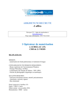 ARKHENUM RECRUTE -1 offre- 1 Opérateur de numérisation