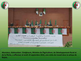 Diapositive 1 - Ministère de l`Agriculture , du Développement Rural