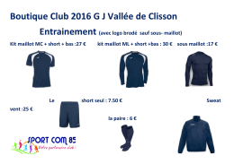 Boutique Club 2016 G J Vallée de Clisson