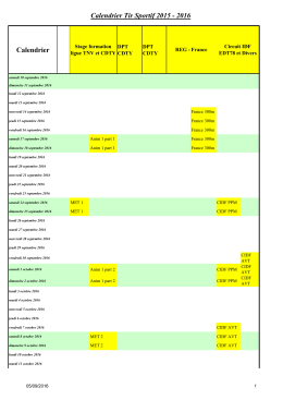 Calendrier Tir Sportif 2015 - 2016