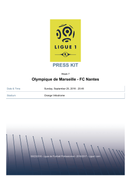 PRESS KITOlympique de Marseille - FC Nantes - Ligue 1