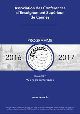 Le programme  - Association des Conférences d`Enseignement