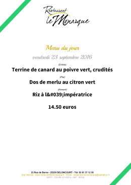 Menu du jour - restaurantlemonarque.fr