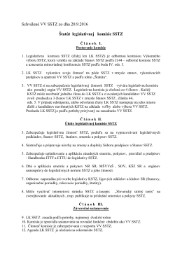 Schválené VV SSTZ zo dňa 20.9.2016 Štatút legislatívnej komisie