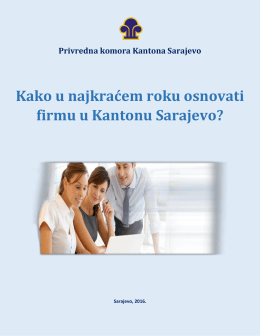 Kako osnovati firmu u KS - Privredna komora Kantona Sarajevo