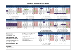 Kalendar za školsku 2016./2017. godinu