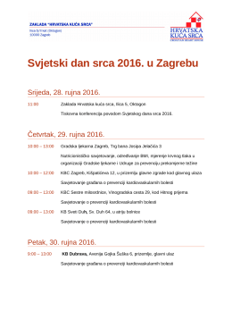 Program svjetskog dana srca - Dom zdravlja Zagreb
