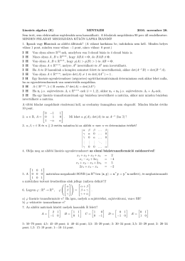 Lineáris algebra (E) MINTAZH 2016. november 28. Sem írott, sem