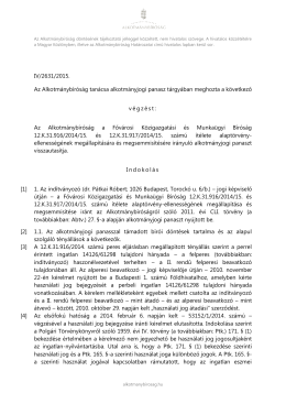 IV/2631/2015. Az Alkotmánybíróság tanácsa alkotmányjogi panasz