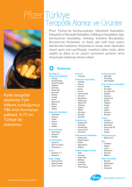 Pfizer Türkiye Terapötik Alanlar ve Ürünler