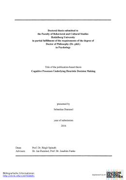 Doctoral thesis submitted to the Faculty of Behavioral and Cultural